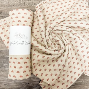Rainbow Swaddle, Neutral Rainbow Blanket, Muslin Swaddle, Earth Tone Swaddle, Rainbow Baby Shower, Gender Neutral Nursery, Boho Newborn Gift