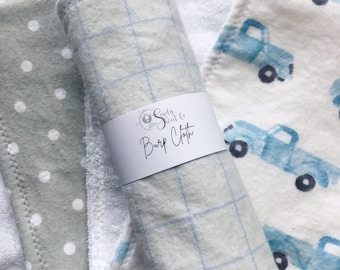 Boy Burp Cloth Set, Blue Burp Cloth, Truck Baby Gift, Transportation Nursery, Car Gift Newborn, Boy Burp Rag, Truck Baby Shower, Burping