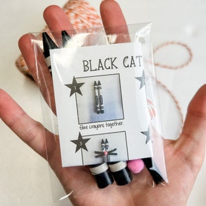 Black Cat Craft Kit, Preschool Halloween Craft, DIY Halloween Decorations, School Halloween Party, Crayon Craft, Kid Halloween Party Favor image 4