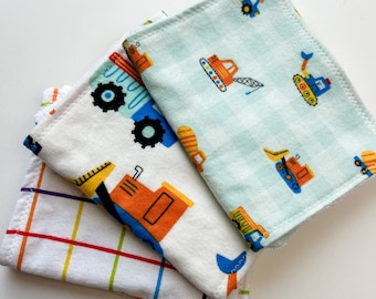 Truck Baby Gift, Boy Burp Cloth Set, Blue Burp Rag, Construction Nursery, Tractor Baby, Newborn Burp Cloth, Construction Baby Shower