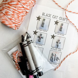 Black Cat Craft Kit, Preschool Halloween Craft, DIY Halloween Decorations, School Halloween Party, Crayon Craft, Kid Halloween Party Favor image 2