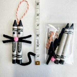 Black Cat Craft Kit, Preschool Halloween Craft, DIY Halloween Decorations, School Halloween Party, Crayon Craft, Kid Halloween Party Favor image 3