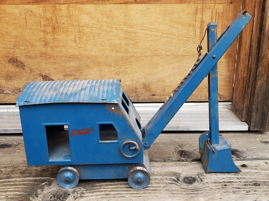 Vintage Blue Structo Steam Shovel Crane Pressed Steel Toy Etsy