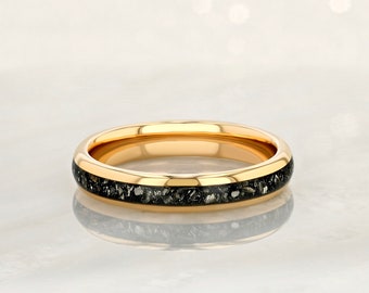 Rose Gold Tungsten Ring: 4mm Meteorite Galaxy Space Ring