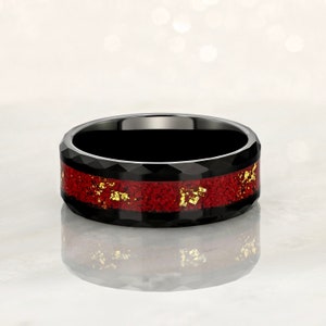 Ruby Band, Crushed Rubies and Gold Leaf July Birthstone