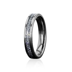 ELYSIAN - Tungsten Carbide Silver Ring 4mm Eternity Band w/ Cubic Zirconia