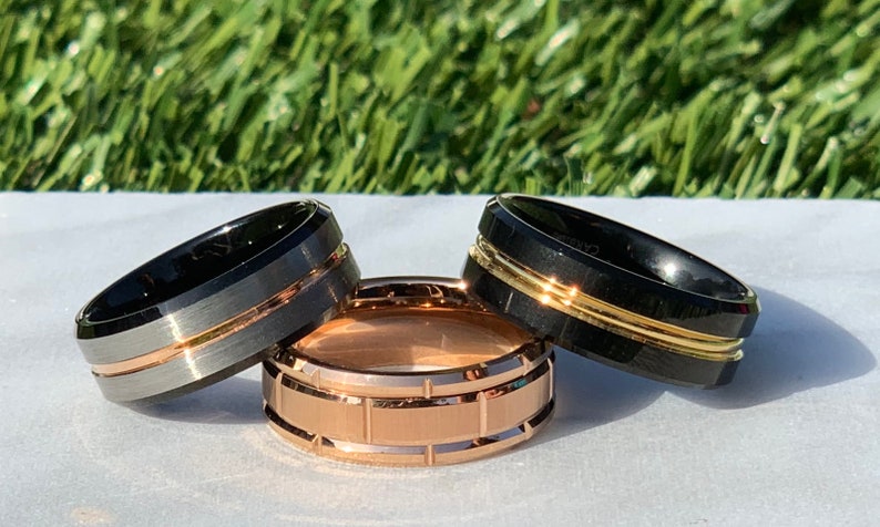 Tungsten Wedding Band Mens Wedding Band Ring 8mm Wedding Band Ring Unisex Wedding Band Brushed Tungsten Carbide Silver Ring Men Wedding Band
