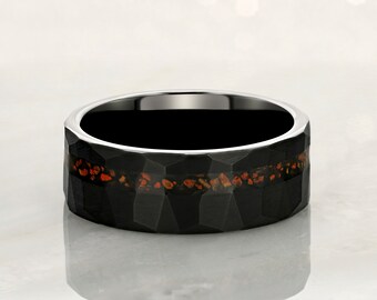 Tungsteno Anello Di Nozze Tungsteno Anello Koa Legno 8mm Nero - Foto 3