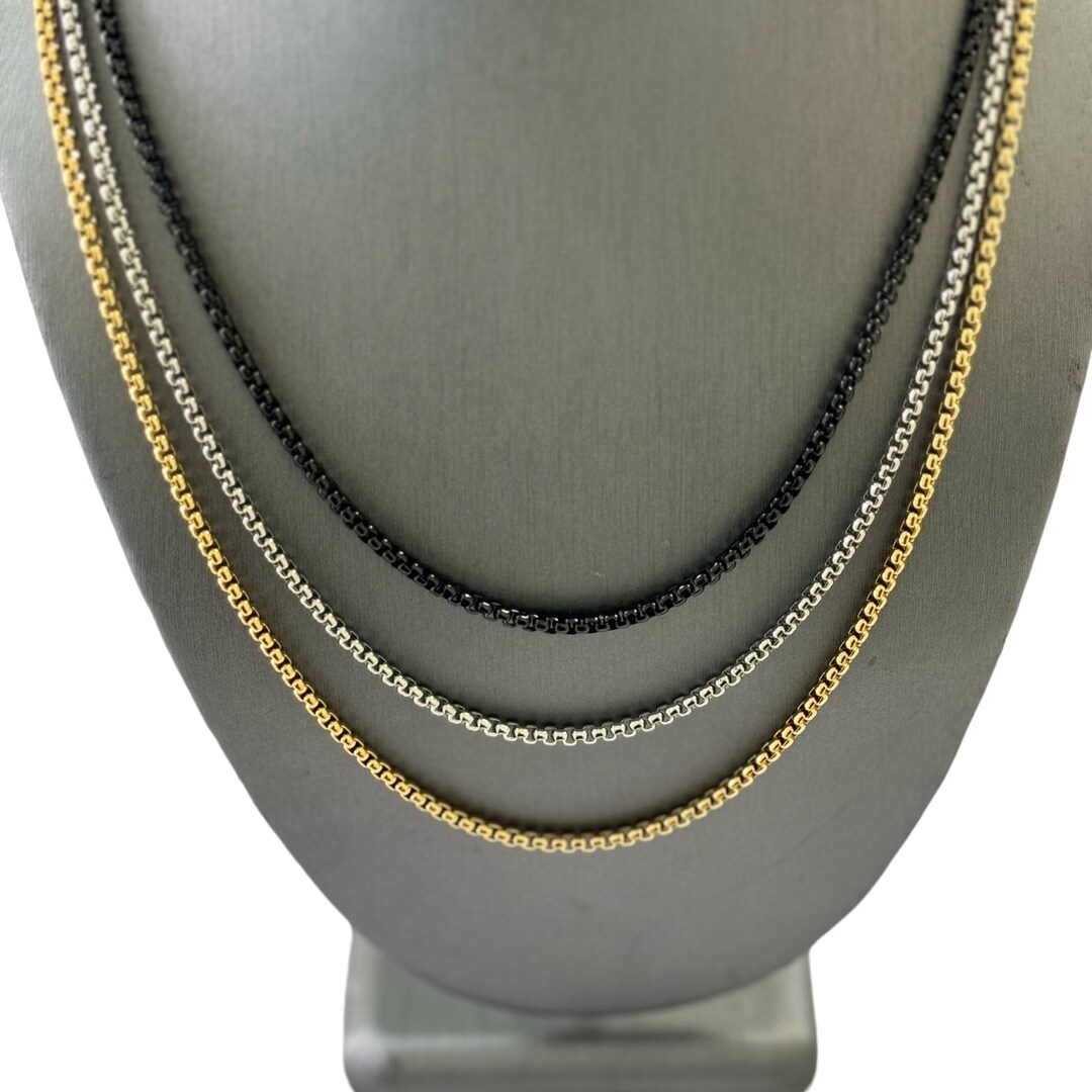 Stainless - Stainless Steel Chain, 22 Inch W/ Gold, Silver, Black ...