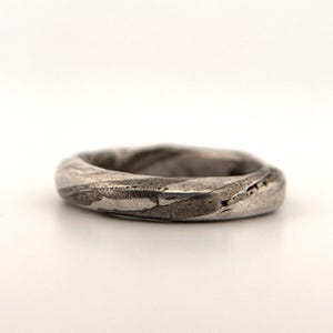 Mokume Silver/Black and Copper mix,  6mm w/Black Lines, Unique Wedding Bands, Silver and Black Rings Medieval, Avant Garde