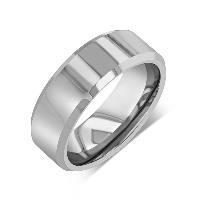 Tungsten Wedding Band Mens Wedding Band Ring 8mm Wedding Band Ring Unisex Wedding Band Polished Tungsten Silver Ring Mens Wedding Band Ring