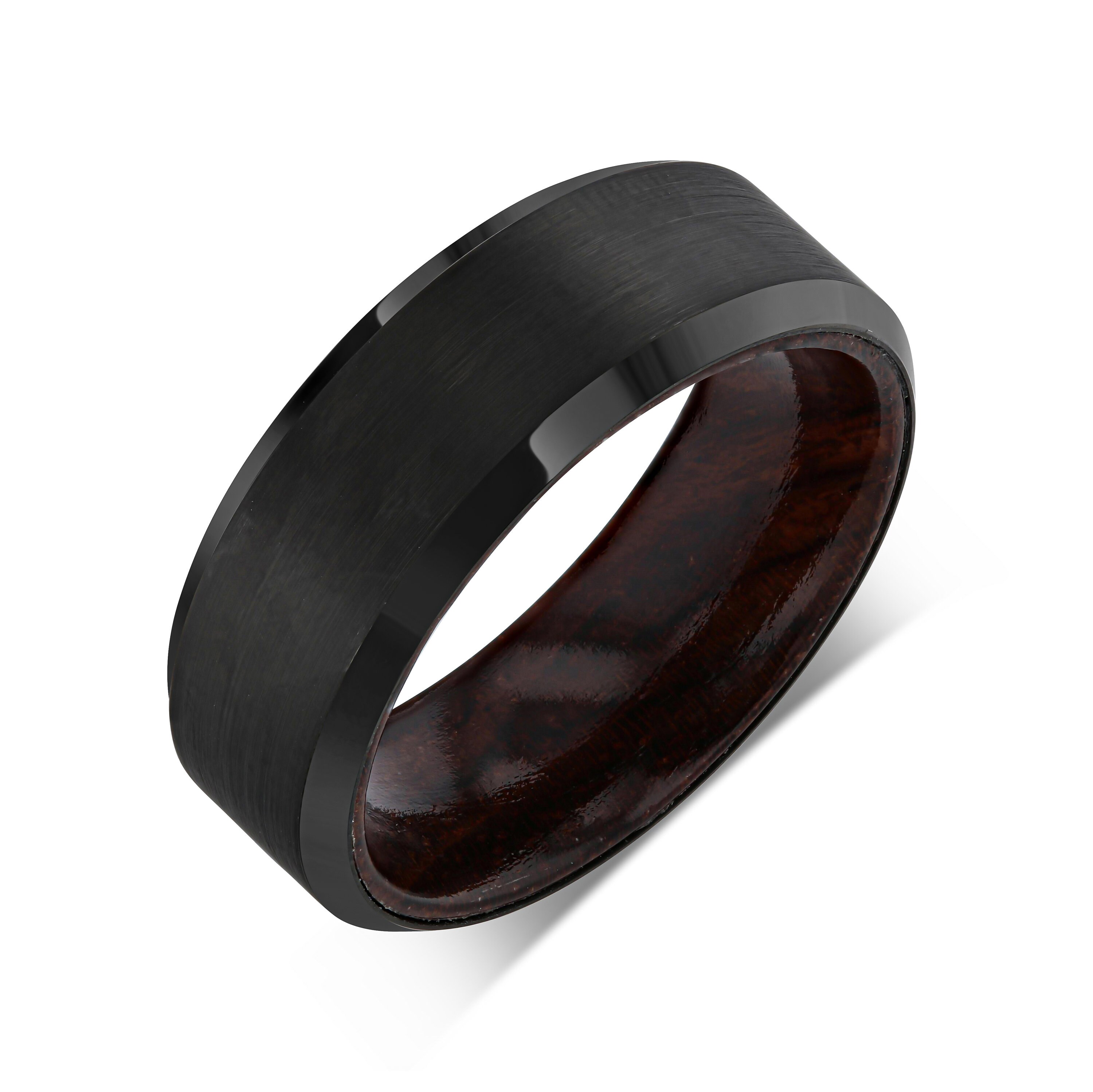 mens black and wood wedding band
