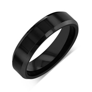 PRISTINE - Tungsten Carbide Black Ring 6mm w/ Polished Middle
