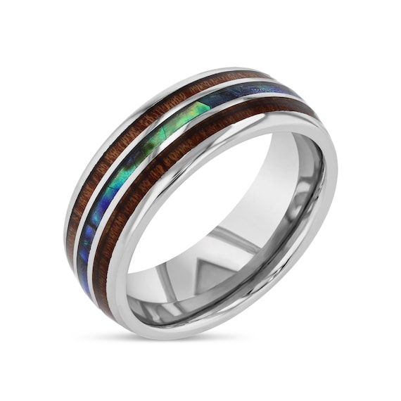 Wood Wedding Band Crafted With Black High Tech Ceramic Koa Wood 6mm Northern Royal Llc