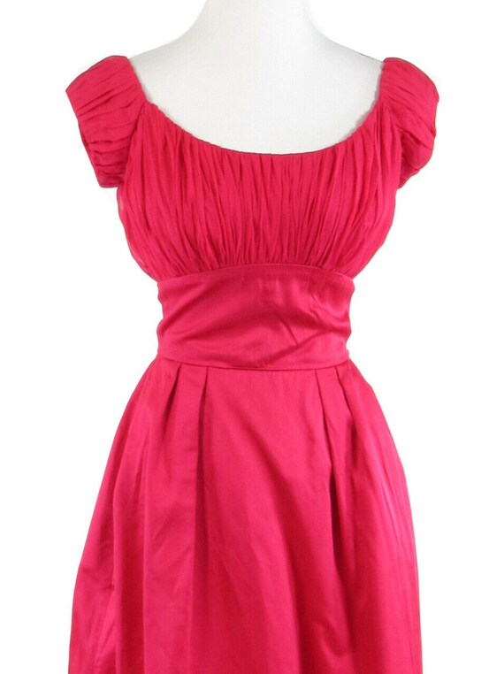 Rose red cap sleeve sheer overlay empire waist vintag… Gem