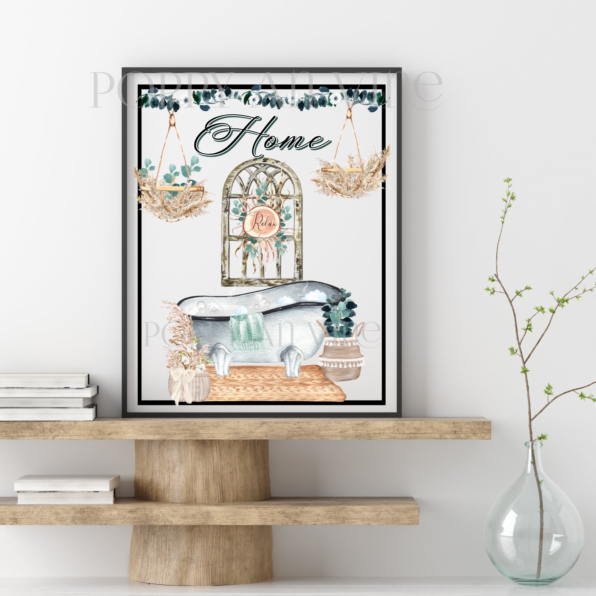 Bathroom decoration Wall art Boho Shabby Bath Design Etsy