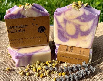 Hand Crafted Lavender Lullaby Milk Soap Bar: Shea Butter, Coconut Oil, Olive Oil