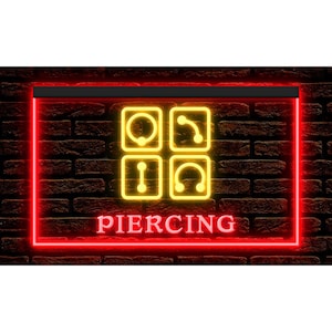 Piercing Tattoo Studio Shop Store illuminated Decor Display Light Neon Sign Dual Colors