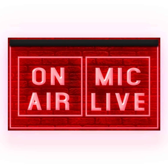 Studio On Air LED Microphone Neon Sign - 16x12 Inch, White & Blue Glow, Energy Efficient Wall Decor