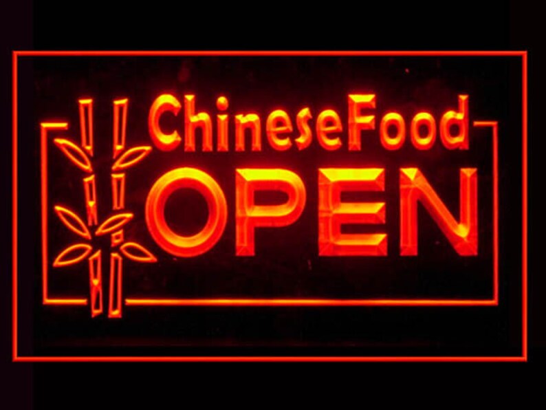 110008 OPEN Chinese Food Bamboo Dim Sum Spring Roll Traditional LED Light Sign
