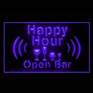 170178 ハッピーアワー オープンバー カクテル ビール パブ ホームデコレーション ディスプレイ LED ライト ネオンサイン