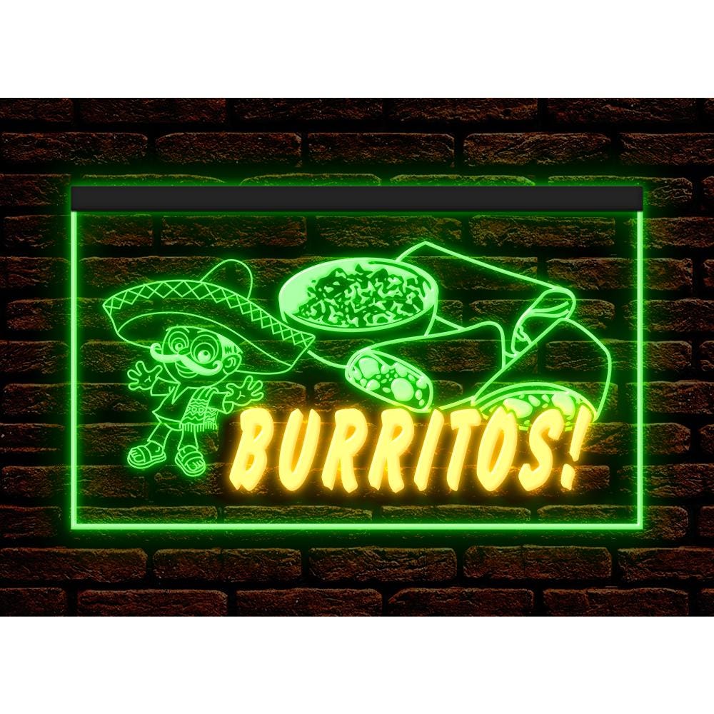 新品 メキシカン ネオンサイン LED看板 MEXICAN kitchen ブリトー LED ネオンサイン - メキシカンレストランカフェ装飾照明付き