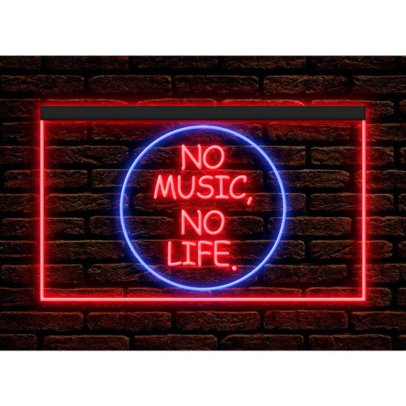 No Music No Life LEDネオンサイン、デュアルカラーオーディオスタジオ 