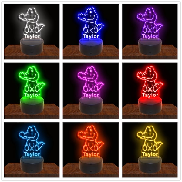 275032 Crocodile Baby Personalized Custom Made Neon Night Light Sign Home Decor Child Princess Room Display 16 Colors by remote control