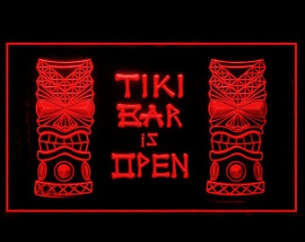 170037 Tiki Bar is OPEN Beer Pub Man Cave Home Decor Display LED Night Light Neon Sign