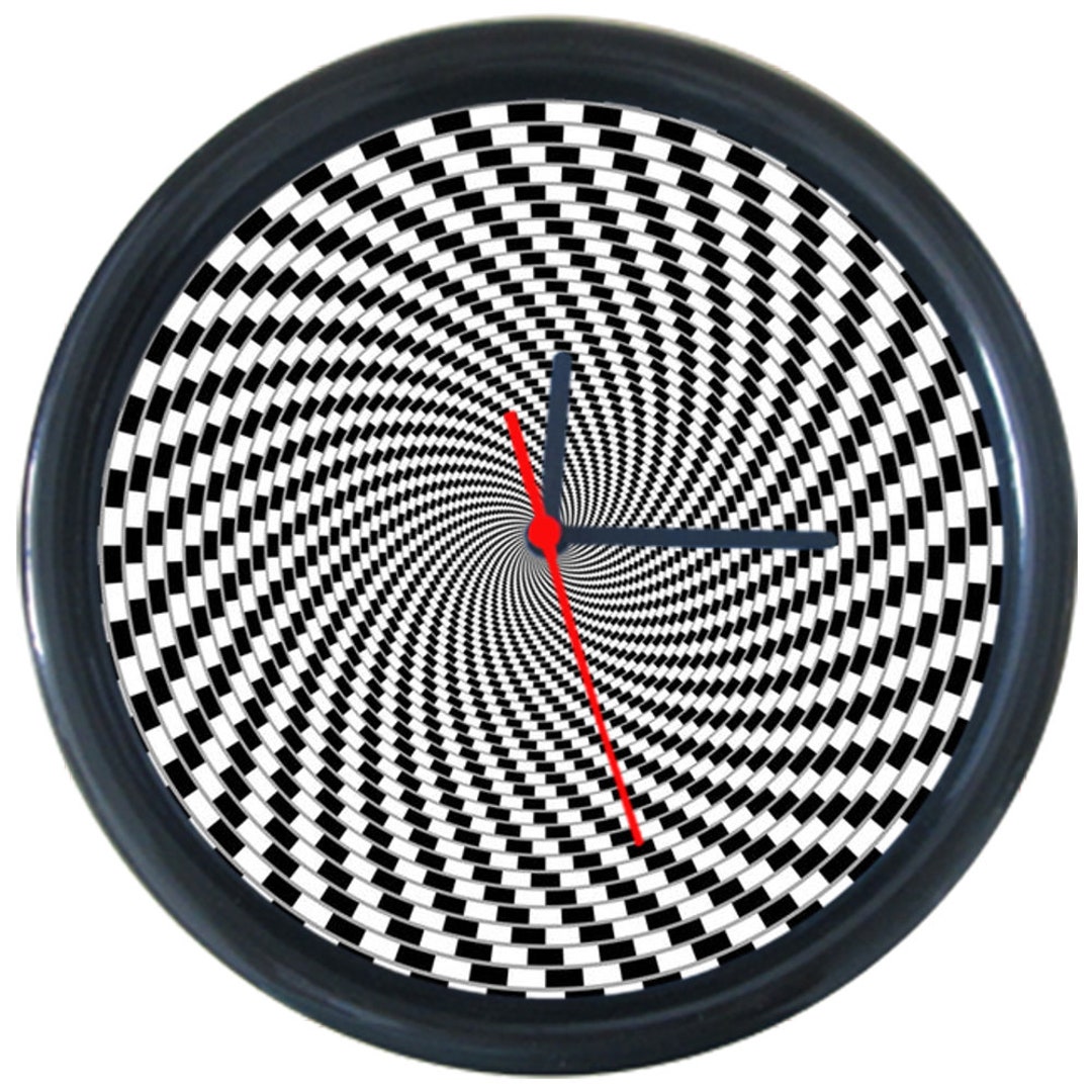 295106 Black Rotate Optical Illusions Psychedelic Wall Clock Etsy