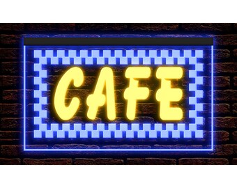 Cafe Bar Coffee Shop LED Neon Sign – Business illuminated Display Light Dual Color