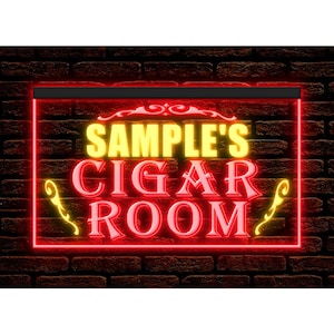 270038 Cigar Room Bar Shop Your Text Name Personalized Custom Made Customize Decor Display LED Light Neon Sign Dual Color Two Colors