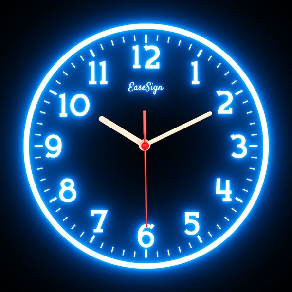 25ck0006 EaseSign Home Decor Living Room Colorful LED Flexible Flex Neon Wall Clock 7 Different Colors Available 10"