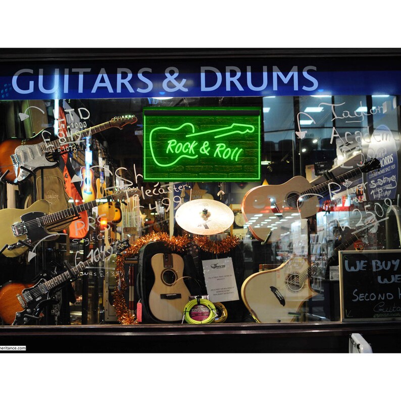 Rock In Store Display 140009 Rock and Roll Guitar Music Band Room Studio Shop Store Open ...