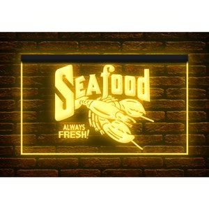 110200 Seafood Always Fresh Restaurant Cafe Bar Shop Store Market Open Decor Display LED Light Neon Sign
