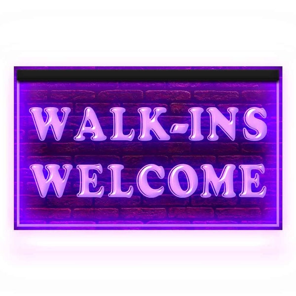 120017 Walk-Ins Welcome Shop Store Cafe Salon Restaurant Display LED Light Neon Sign