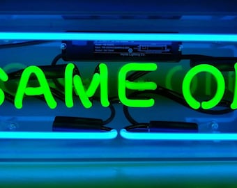 boxneon0016 GAME ON Neon Sign with Acrylic Box Man Cave Living Room Home Party Wall Décor