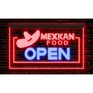 110017 OPEN Mexican Food Restaurant Cafe Shop Store Decor Display LED Light Neon Sign 7 Colors or 16 Colors By Remote or 13 Sets Dual Color