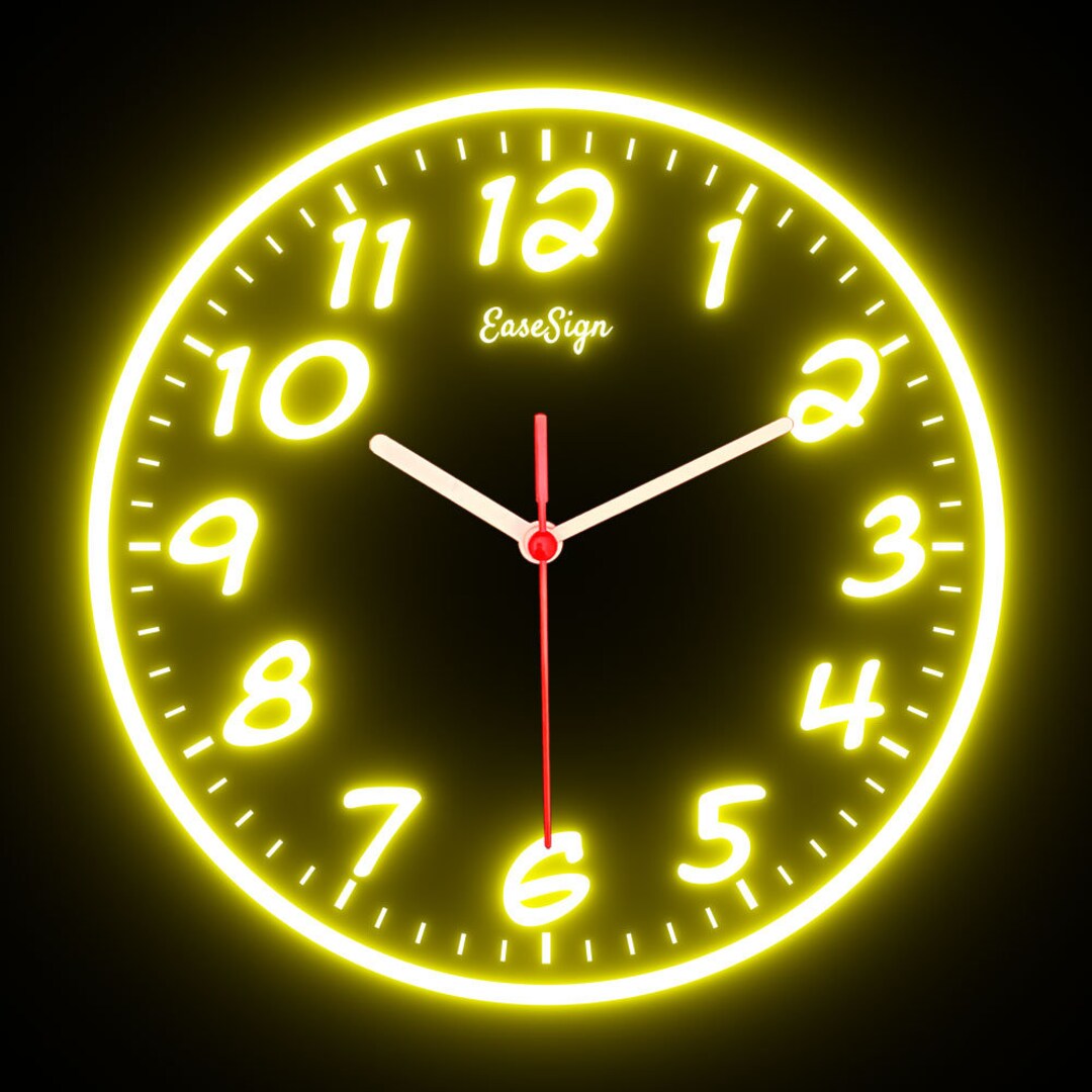 Neon LED Wall Clock, Colorful Interior Design, 10 Inch - Etsy