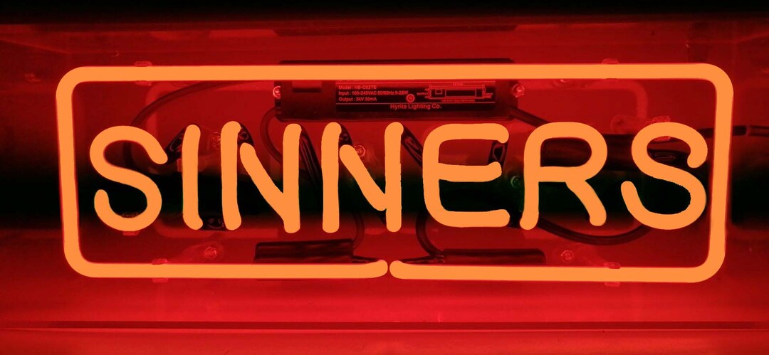 Boxneon0017 SINNERS Neon Sign With Acrylic Box Home Party Wall Décor - Etsy