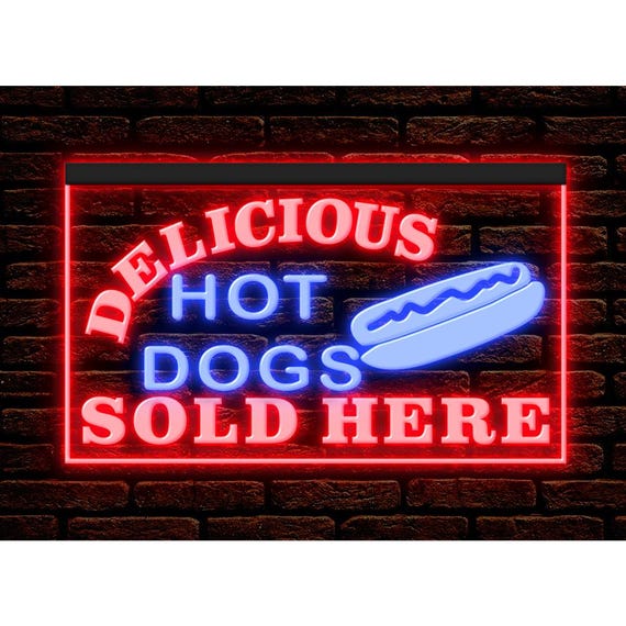 Hot Dog Sold Here LED Neon Sign, Fast Food Decor Illuminated