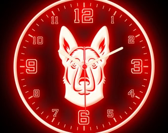 25ck1187 Belgian Malinois Dog Pets Shop Wall Home Decor Colorful LED Flexible Flex Neon Clock 10"