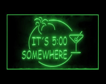 170005 ITS 5:00 Somewhere Margarita For Bar Pub Club Man Cave Open Home Decor Display LED Night Light Neon Sign