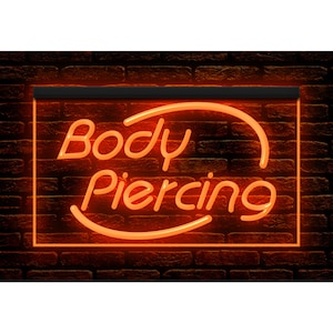 100018 Body Piercing Tattoo Shop Studio Display aperto Insegna al neon con luce a LED