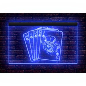 230061 Royal Flush Casino Poker salle de jeux carte décor à la maison homme des cavernes boutique magasin affichage ouvert néon lumière LED