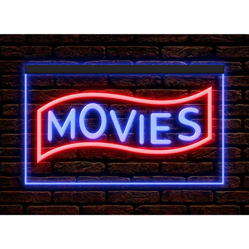 Movies Home Theater Cinema LED Neon Sign Digital Shop Illuminated Decor ...
