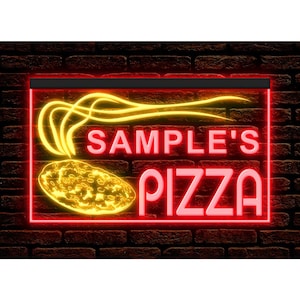 270041 Pizza Shop Cafe Apri il tuo nome Testo personalizzato su misura Personalizza decorazione Display LED Luce al neon Insegna bicolore Due colori