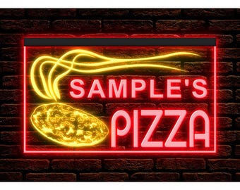 270041 Pizza Shop Cafe Apri il tuo nome Testo personalizzato su misura Personalizza decorazione Display LED Luce al neon Insegna bicolore Due colori