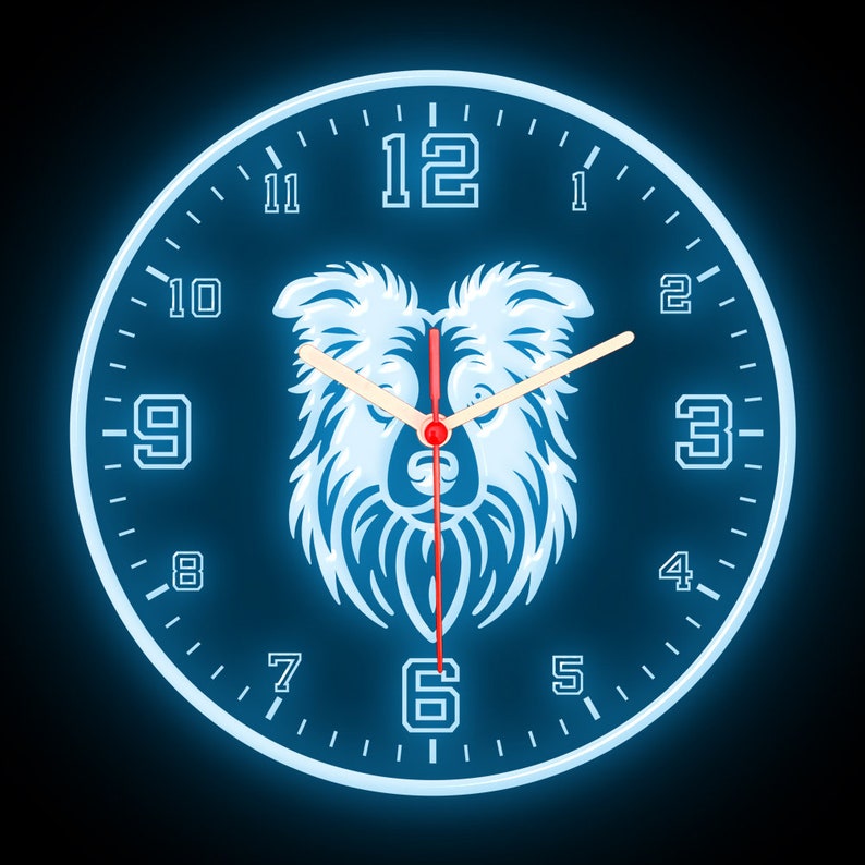 25ck1193 Border Collie Dog Pets Shop Wall Home Decor Colorful LED ...