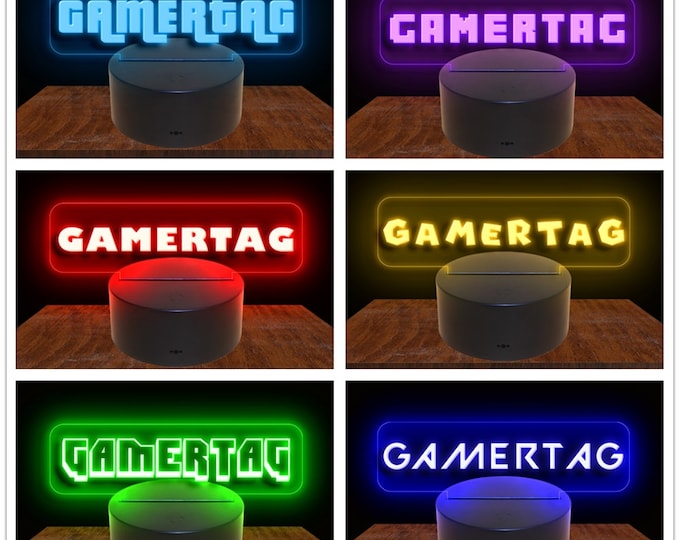 275001d Personalized Gamertag Custom Made Neon Gamer Tag Streamer Night Light Sign Gaming Zone Home Decor Man Cave Display 16 Colors Remote